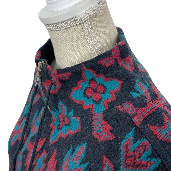 Vintage Southwestern Aztec Pullover Sweater 1/4 Zip Brass Accents Women Sz 18/20 - Picture 7 of 11